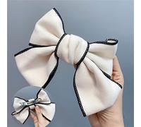 Fermagli for capelli, forcina con fiocco grande, colori dolci abbinati, versione coreana, forcina a becco d'anatra, piccola forcina profumata, clip a molla in frassino(Milky white spring clip)