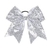 Fermagli for capelli in nastro di grosgrain solido da 10 pezzi for fiocchi for in 18 * 19 cm con perline paillettes Bowknot Per Cheerleaders(Color1)