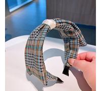 Fermagli for capelli, versione coreana del retro plaid britannico versione ampia testa grande fiocco forcina riduzione età forcina viso grande piccola fascia femminile,(Beige knot A1470)