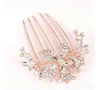 Fermagli for capelli vintage con fiori di cristallo, pettini for capelli alla moda con strass, forcine for capelli lucide in plastica for donne, accessori for capelli presenti(Silver)