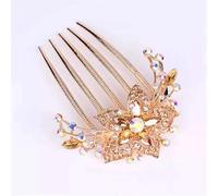 Fermagli for capelli vintage con fiori di cristallo, pettini for capelli alla moda con strass, forcine for capelli lucide in plastica for donne, accessori for capelli presenti(Gold)
