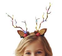 Fermagli In Legno Di Cervo Per Le Donne | Corona di Natale Luminosa | Fermagli per Capelli per Travestimento,Per Adolescenti Adulti Costumi Feste Spettacoli Creatori Di Contenuti Convenzioni