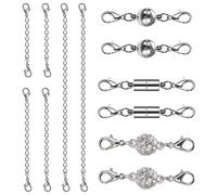 Fermagli Magnetici Catene di Estensione Catenacci Chiusure di Aragosta Magnetica Fibbia di Aragosta Estensori Chiusura per Gioielli Braccialetti Collane Fai da Te 12 Pezzi (Argento)