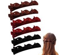 Fermagli per capelli a becco d' - Fermagli per capelli da donna, piatti 9,5 cm, design in acrilico antiscivolo, in nero, marrone e rosso vino, ideali per matrimoni e acconciature quotidiane ed