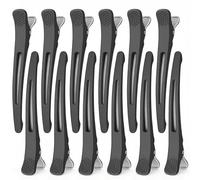 Fermagli per capelli a coccodrillo, 12 pezzi, clip antiscivolo per capelli a becco d'anatra, senza pieghe, morsetti per donne e uomini, nero opaco, strumenti da salone per tagliare, colorare e