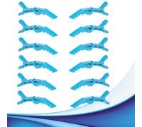 Fermagli per capelli a Coccodrillo 12 pz - Becchi per capelli Hair Clip professionali per parrucchiere e stilista capelli. Pinze antipiega per lo Styling Colore Azzurrro