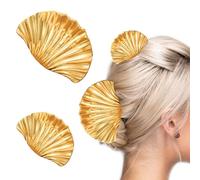 Fermagli per Capelli a Conchiglia in Metallo, Set di 2 Estate Conchiglia Fermaglio, Mollettine Retrò per Donna,Fermacapelli Accessori per Chignon, Ricci e Capelli Lunghi, Regali Squisiti (Oro)