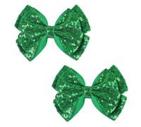 Fermagli per capelli a doppio strato con paillettes da 15,2 cm, per ragazze, con fiocco a coccodrillo scintillante, confezione da 2, ideale per acconciature per bambini e occasioni speciali, colore: