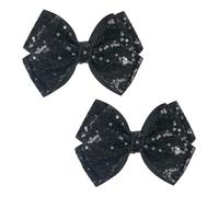 Fermagli per capelli a doppio strato da 15,2 cm, con paillettes, per ragazze, con fiocco a coccodrillo, confezione da 2, ideali per acconciature per bambini e occasioni speciali, colore: nero