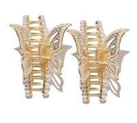 Fermagli per capelli a forma di farfalla in lega con perle finte e strass, 2 pezzi, per capelli spessi, ricci, lunghi o sottili