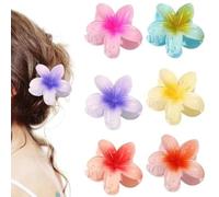Fermagli per capelli a forma di fiore, 6 pezzi, 8 cm, graziose mollette per capelli spessi/sottili, decorazioni per capelli hawaiane, regali di compleanno (multicolore)