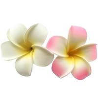 Fermagli per capelli a forma di fiore hawaiano, 2 pezzi, in schiuma, per donne e ragazze, forcine per capelli con fiori bianchi e gialli, per matrimoni, feste, spiaggia, vacanze