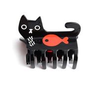 Fermagli per capelli a forma di gatto, per donne e ragazze, graziose forcine per capelli grandi, gatto nero con pesce rosso, personalizzabili, stile kawaii, divertente, clip medie per capelli sottili,