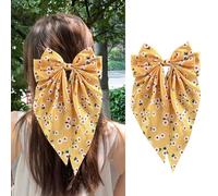 Fermagli per capelli a forma di margherita con girasole e grande fiocco giallo grande fiocco primavera estate margherita bianca floreale coda lunga accessori per capelli per donne ragazze decorazione