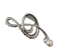 Fermagli per capelli a forma di nota musicale, da donna, in metallo, accessori per spartiti musicali con perle, artiglio a chiave di violino per un look da dea spesso o sottile (nero)