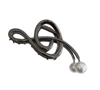 Fermagli per capelli a forma di nota musicale, da donna, in metallo, accessori per spartiti musicali con perle, artiglio a chiave di violino per un look da dea spesso o sottile (nero)