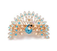 Fermagli per capelli a forma di pavone per donne, forcine per capelli a forma di pavone con strass blu, accessori per capelli placcati in oro per matrimoni, feste e tutti i giorni.