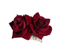 Fermagli per Capelli a Forma di Rosa 3 fermagli for capelli con fiori rossi bordeaux di grandi dimensioni for copricapi da sposa, damigelle d'onore e damigella d'onore.(Color 2)