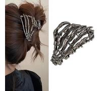 Fermagli per capelli a forma di scheletro di Halloween, in lega nera, antiscivolo, terrore, fantasma, mano, forte tenuta, clip per capelli punk gotici, clip per capelli da donna, accessori per capelli