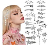 Fermagli per capelli a forma di stella argentata, Y2k, in metallo, per ragazze e donne, 10 forme, per tutti i giorni, feste e festival (B)