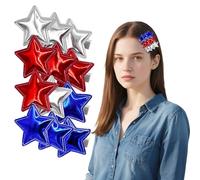 Fermagli per capelli a forma di stella, colore rosso, bianco e blu, per donne, per ragazze, per il 4 luglio, accessori per capelli per il giorno dell'indipendenza, 4 set