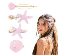 Fermagli per capelli a forma di stella marina con perle, conchiglie, per ragazze e donne, amanti dell'oceano, regali per figlia, nipote, sirena, rosa, accessori per lo styling per capelli lunghi e