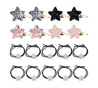 Fermagli Per Capelli A Stella Da 8 Pezzi E Elastici Per Capelli Da 10 Pezzi, Graziosi Fermagli Per Capelli Lucenti, Accessori Per Capelli Per Bambini, Accessori Per Capelli