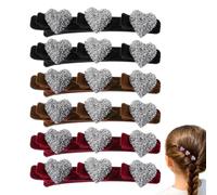 Fermagli per capelli a treccia, 6 pezzi, con strass scintillanti e cuore | Fermaglio per capelli da donna con cristalli per frangia, viaggi, uso quotidiano, appuntamenti, balli, lavoro, feste
