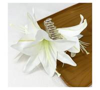 Fermagli Per Capelli Clip a forma di fiore di giglio, temperamento, clip a forma di squalo sulla parte posteriore della testa, clip a forma di squalo for una vacanza al mare(1pc white)