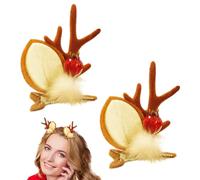 Fermagli per capelli con corna di renna, Fermagli per renna, 2 graziose forcine per capelli con corna di Natale, Accessori per per le vacanze dei cartoni animati, copricapo da donna per adulti
