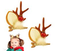 Fermagli per capelli con corna di renna, Fermagli per renna | 2 graziose mollette per capelli con corna di Natale | Accessori per per le vacanze dei cartoni animati, copricapo da donna per adu