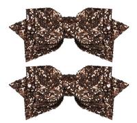 Fermagli per capelli con fiocchi marroni glitterati, 10,2 cm, per ragazze e bambini, con scritta "Happy Fall Turftan Brown Cheer Bow Barrettes Alligator Hairpins Give Thank Day Dress Autumn Wreath
