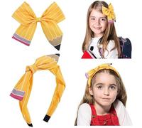Fermagli per capelli con fiocchi per il ritorno a scuola, fascia per insegnanti da donna e fiocchi gialli per regali di apprezzamento degli insegnanti, accessori per capelli per il ritorno a scuola
