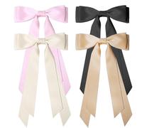 Fermagli Per Capelli Con Fiocco Da 4 Pezzi, Fermagli Per Capelli Dolci E Carini, Fermagli Per Capelli Lunghi A Nastro, Accessori Per Capelli, Fermagli Per Capelli In Raso