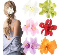 Fermagli per capelli con fiori hawaiani 6 pezzi fermagli per capelli hawaiani realistici con fiori multicolori per accessori da spiaggia per le vacanze estive da donna