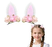 Fermagli per capelli con orecchie di coniglietto pasquale, per donne e ragazze, con fiori, accessori per capelli floreali primaverili pasquali per caccia alle uova, feste e costumi di compleanno