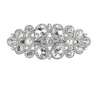 Fermagli per capelli con strass, a forma di foglia e fiore, con strass, luccicanti, austriaci, accessori per capelli per donne e ragazze (bianco)