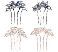 Fermagli per capelli con strass decorativi in metallo dorato con gemme scintillanti di lusso, fermagli per capelli con denti, accessori per chignon, fermagli per capelli con fiore di cristallo, per