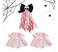 Fermagli per capelli con teschio di Halloween, fermagli per capelli con scheletro con fiocco, forcina horror sanguinante gotica da sposa per eventi a tema, feste in maschera, fotografia, spettacoli