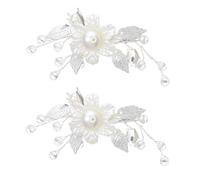 Fermagli per capelli da donna, 2 fermagli per capelli bianchi con foglie argentate, accessorio per capelli con perle, accessori per capelli per spose e donne