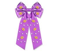 Fermagli per capelli da donna, con fiocco per il giorno del gioco, con grandi fiocchi per capelli, coda lunga, nastri per capelli in raso, accessori viola per lo spirito della squadra, accessori per