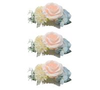 Fermagli per capelli da sposa, 3 pezzi, forcine per capelli con fiori artificiali e pettini laterali, fermagli per capelli per damigelle d'onore