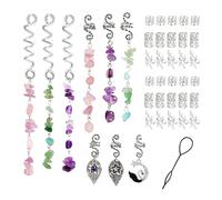 Fermagli per capelli in pietra color argento, accessori per capelli alla moda da uomo, per servizi fotografici etnici da viaggio, parrucchiere, accessori per trecce, accessori per la creazione di