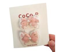 Fermagli per capelli in tessuto, fatti a mano, carini e dolci, in pizzo ricamato, con fiocco laterale che non danneggia i capelli. Fiocco rosa con perle