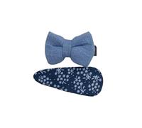 Fermagli per capelli in tessuto, fatti a mano, dolci e carini, con fiocco blu, clip laterali A