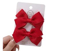 Fermagli per capelli in tessuto, fiocco rosso natalizio carino fatto a mano clip laterali D