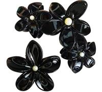 Fermagli per capelli in vernice nera con fiori hawaii con perle artificiali, fermagli decorativi per capelli plumeria per capelli spessi e sottili, grandi e medi, 2 pezzi accessori per capelli casual