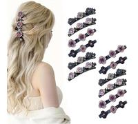 Fermagli per capelli intrecciati con pietra di cristallo scintillante, clip per capelli a forma di colibrì con strass e fiore di cristallo, intrecciato con 3 mini clip, mini fermagli per capelli per