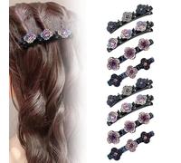 Fermagli per capelli intrecciati con pietra di cristallo scintillante, clip per capelli con strass per donne e ragazze, fermagli per capelli facilmente intrecciati, fasce per capelli, antiscivolo,
