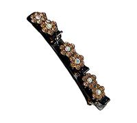 Fermagli per capelli intrecciati con pietra di cristallo scintillante, clip per capelli laterale a tre fiori, in tessuto satinato, fasce per capelli con strass